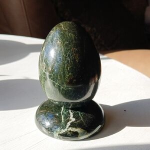Elegant Green Marble Egg Sculpture